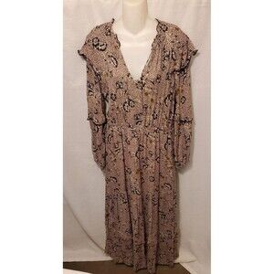 Anthropologie Dolan Tiered Ruffled Floral Maxi Dress Sz Large Long Sleeve Boho